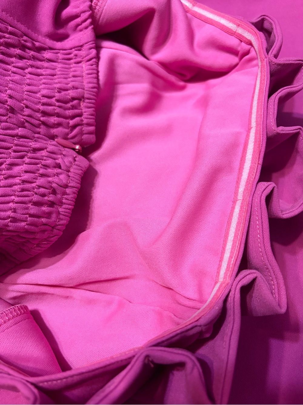 Entro Fuchsia Pink Strapless Pleated Bodice Wide Leg Jumpsuit - Picture 7 of 13